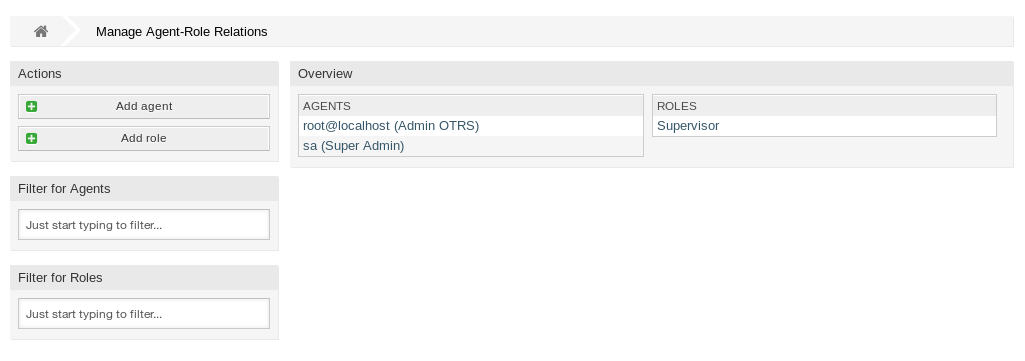 Manage Agent-Role Relations
