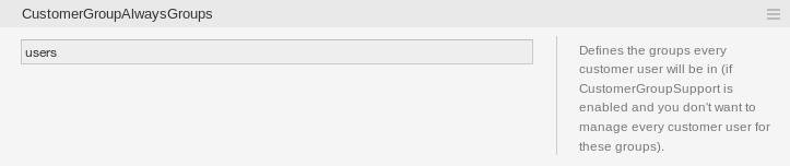 CustomerGroupAlwaysGroups System Configuration Screen