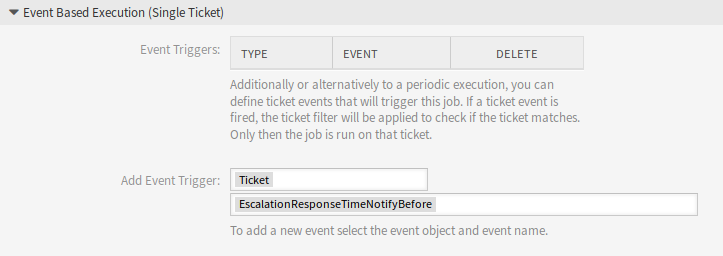 Job Settings - Event Based Execution