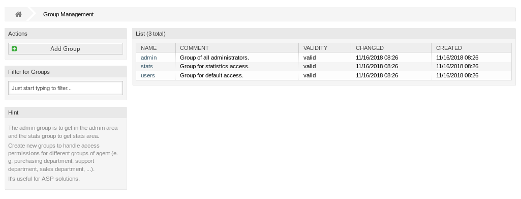 Group Management Screen