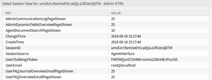 Session Management Details Screen