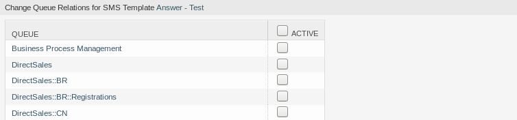 Change Queue Relations for SMS Template