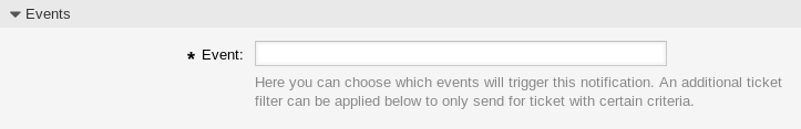 Ticket Notification Settings - Events
