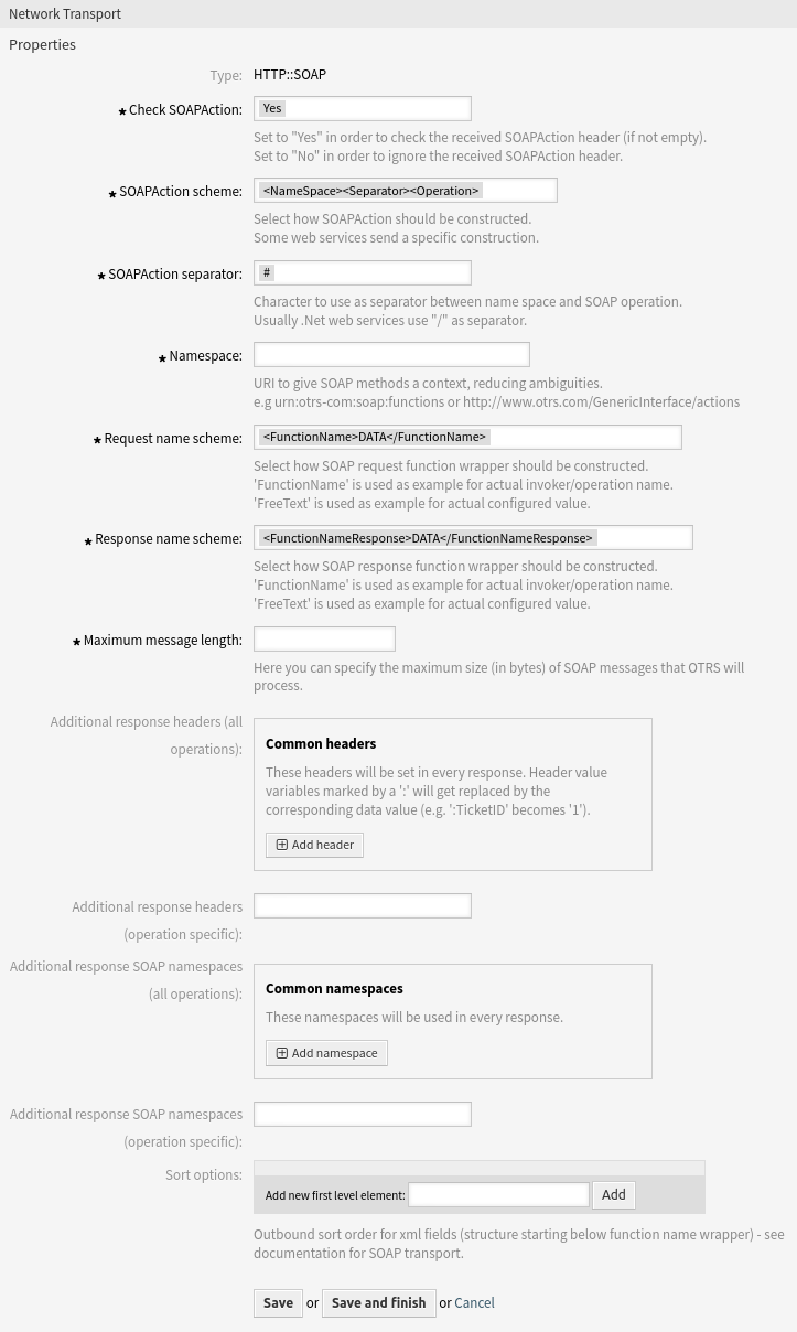 Web Service Settings - OTRS as Provider - HTTP\:\:SOAP