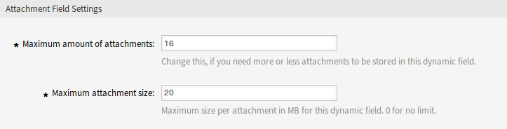 Attachment Dynamic Field Settings