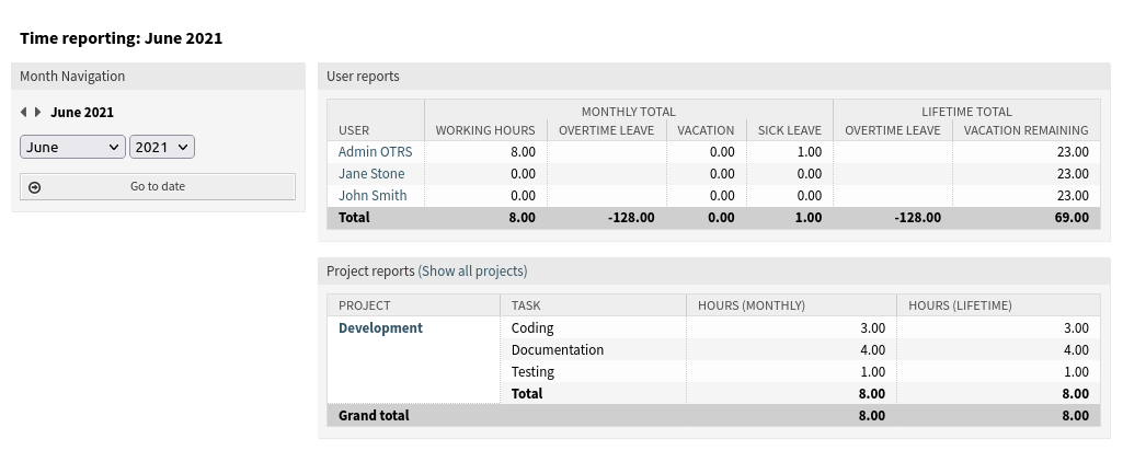 Reports Screen