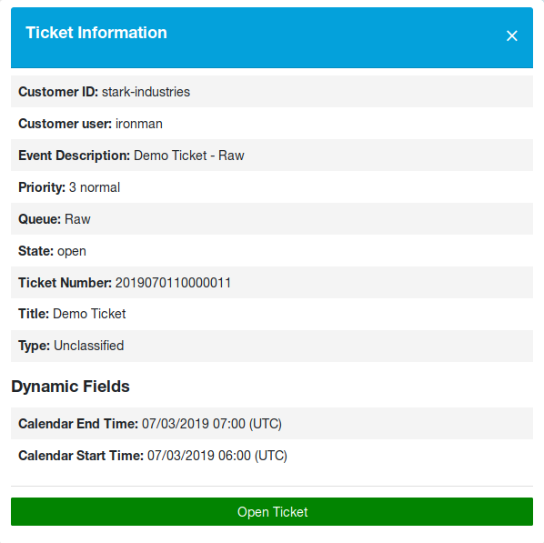 Ticket Details Popover