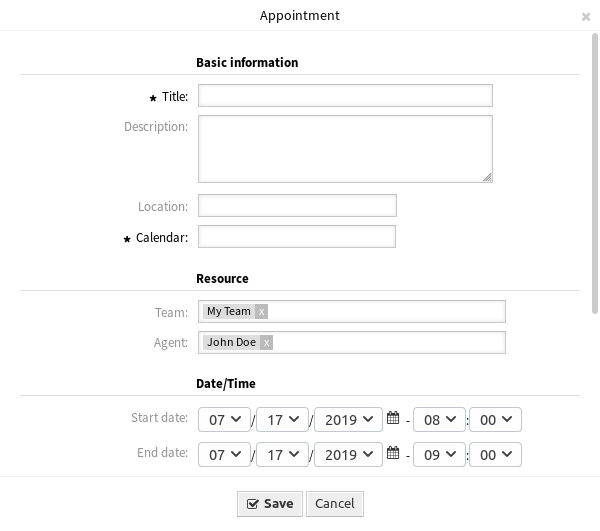 Add Appointment Dialog