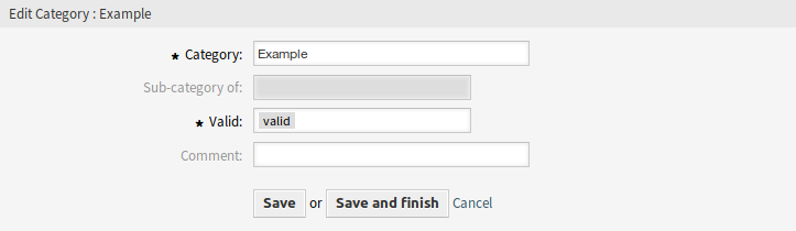 Edit Category Screen