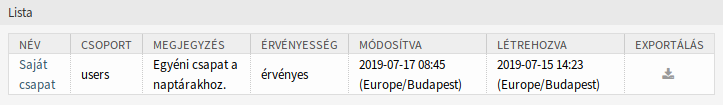 Export Team Screen