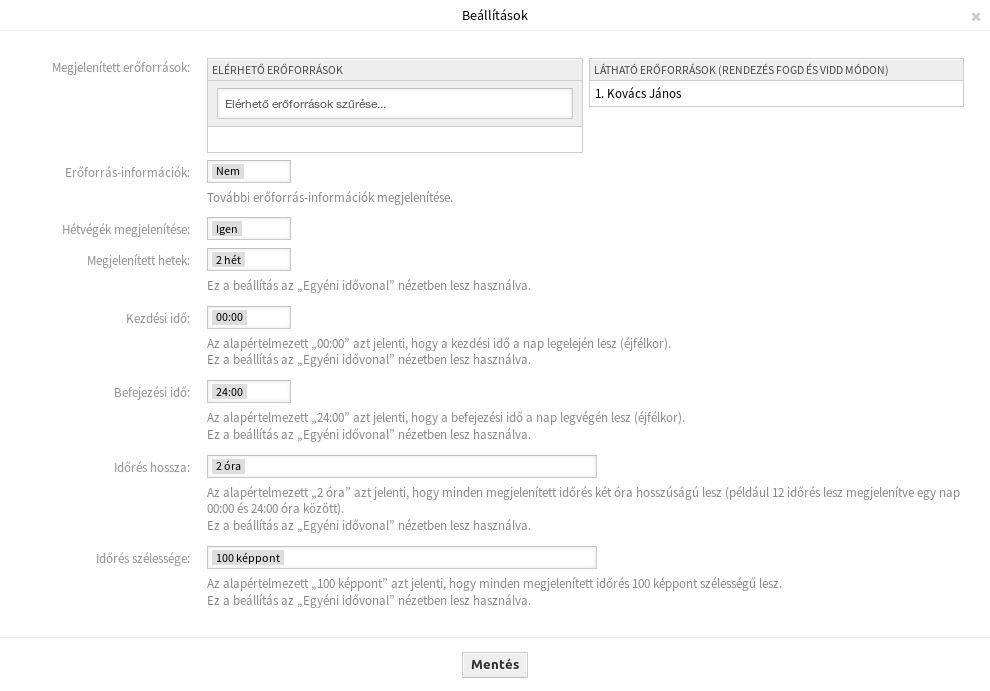 Calendar Settings Dialog