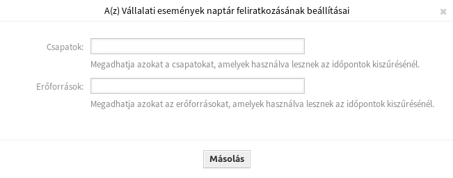 Calendar Subscription Settings Dialog