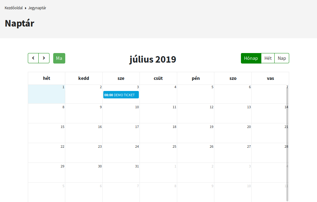 Events Ticket Calendar Widget