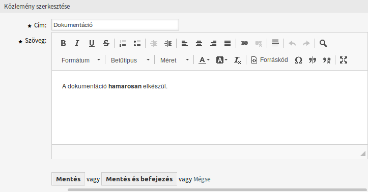 Edit Announcement Screen with Rich Text Editor