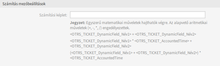 Calculation Dynamic Field Settings