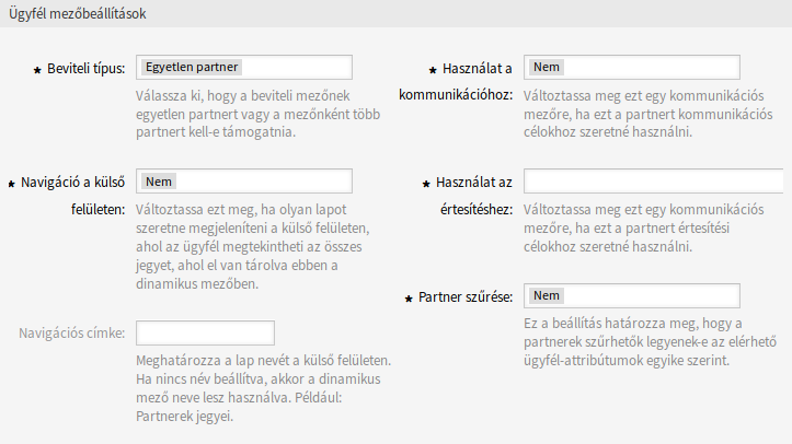 Customer Dynamic Field Settings