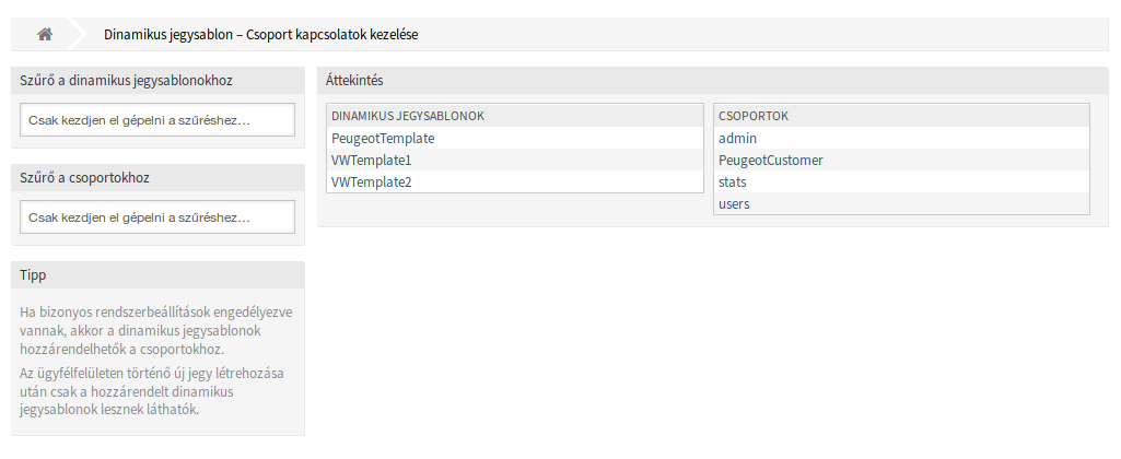 Manage Dynamic Ticket Template-Group Relations