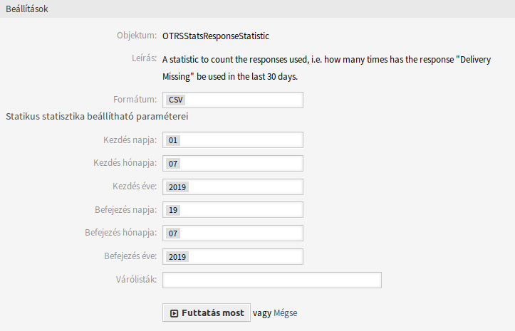 Response Statistic Settings