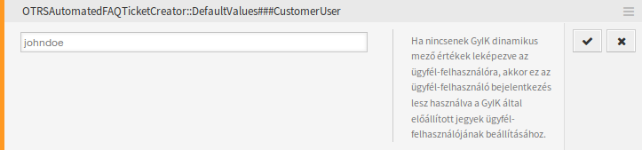 System Configuration – Default Value