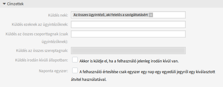 Ticket Notification Settings - Recipients