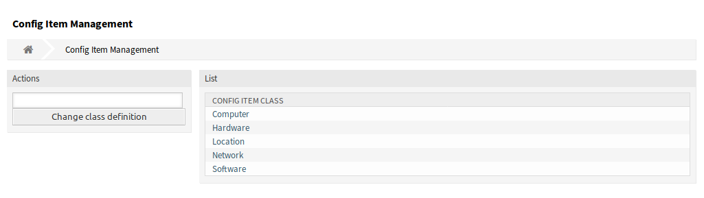 Configuration Item Management Screen