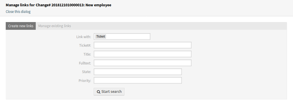 Link ITSM Change Screen