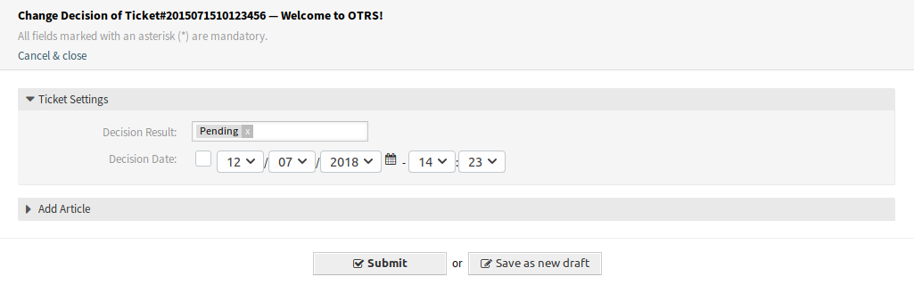 Ticket Decision Window