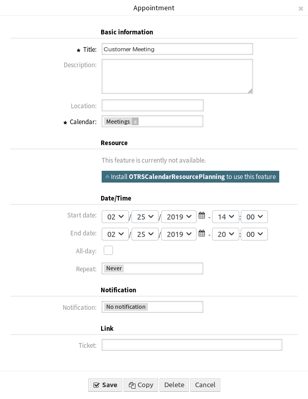 Edit Appointment Dialog