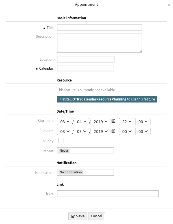 Appointment Dialog