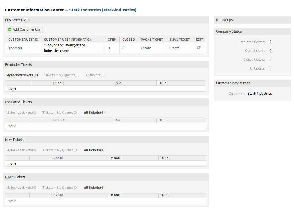 Customer Information Center Dashboard