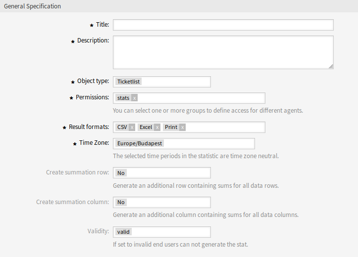 Add General Specification Section