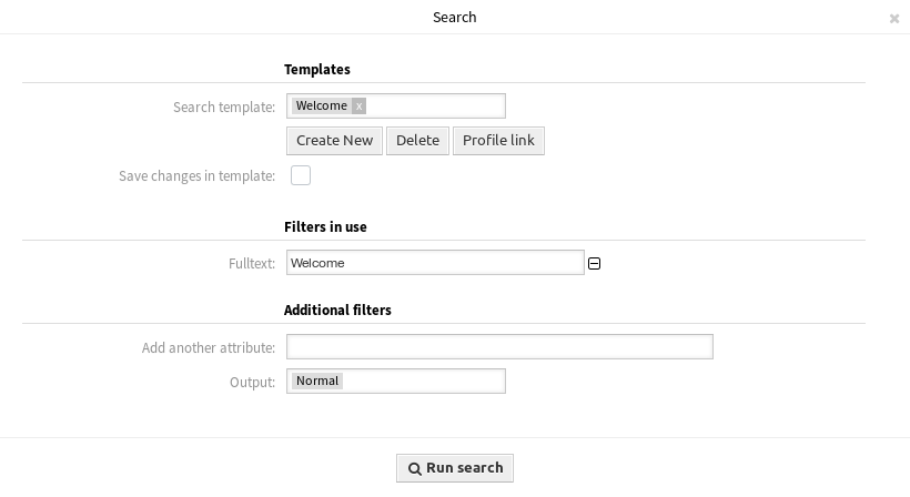 Search Templates Dialog